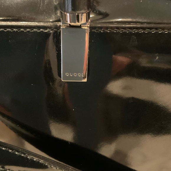 Gucci Black Patent Leather Bamboo Handles 2-WAY TOTE - Picture 2 of 11